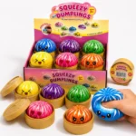 Jucarie Squishy Dumpling 12buc/set 9cm cu Dungi Albe, Engros - imagine 2