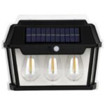 Lampa Solara De Perete Cu 3 Becuri Led Retro Si Senzor De Miscare, Engros