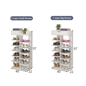 Pantofar Lemn Dublu cu 7 Etaje 100 x 40 x 22 Alb, Engros