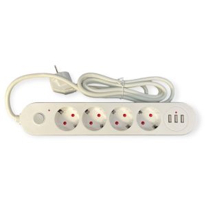 Prelungitor 2m Cu 4 Prize Și 3 Usb-uri, Engros