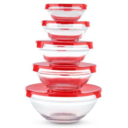 Set 5 Boluri de Sticla cu Capac, Engros