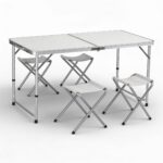 Set Masa Pliabila cu 4 Scaune Pliabila din Aluminiu, Engros