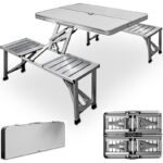 Set Masa Pliabila cu 4 Scaune Pliabila din Aluminiu Rezistent, Engros