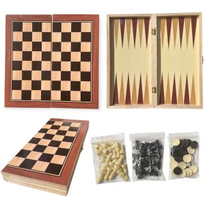 Table Sah din Lemn 2in1 cu Piese din Plastic 29x29cm, Engros