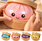 Jucarie Squishy Dumpling cu Lichid si Sclipici 9 cm – 12 Buc/Set, Engros - imagine 3