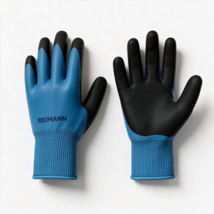 Manusi de Protectie Premium 12buc/set cu Palma Imersata in Latex Albastru, Engros