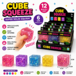 Cube Squeez 12 Buc/Set Jucarie Anti-Stres 6cm cu Sclipici , Engros - imagine 2