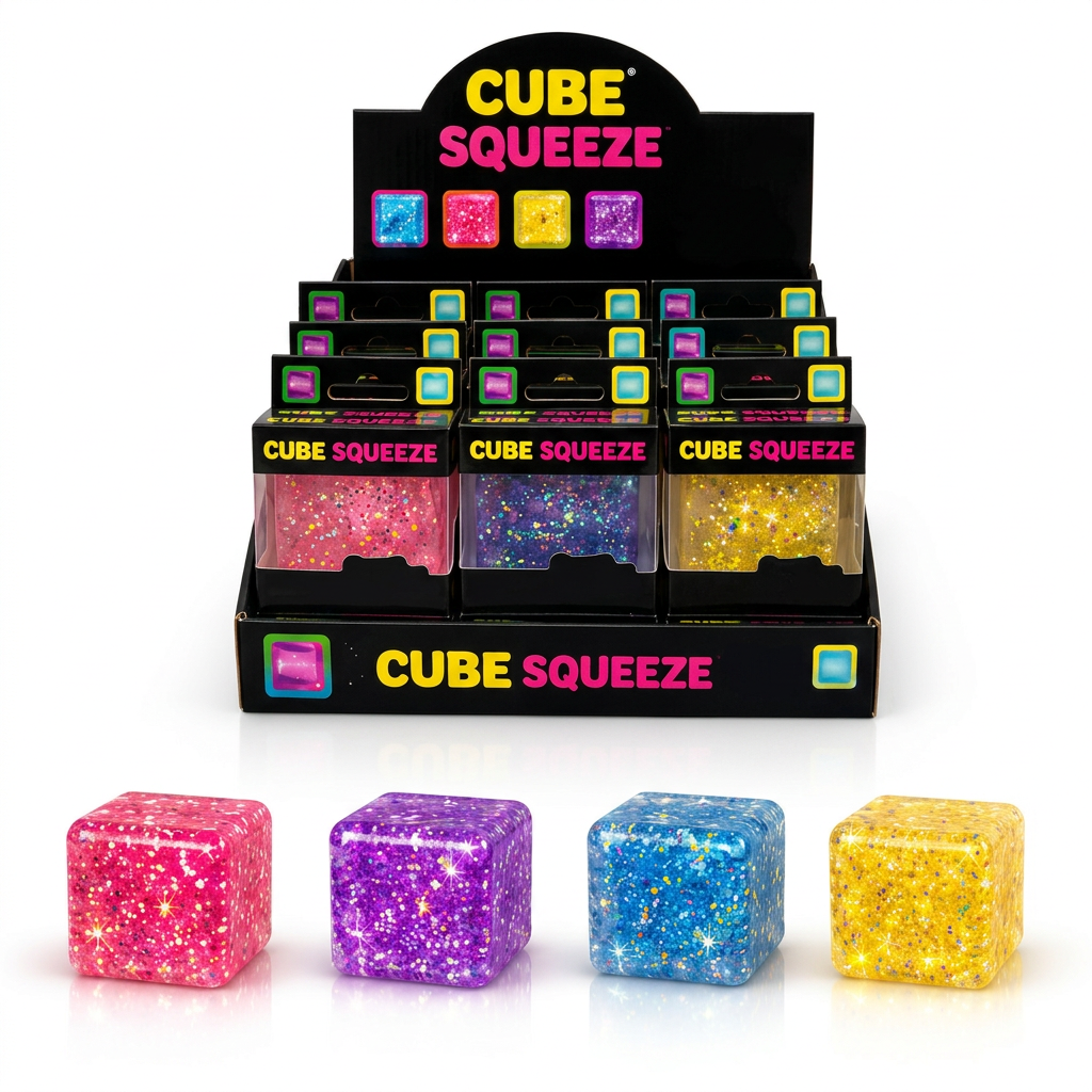 magnific__talk__77604.png Cube Squeez 12 Buc/Set Jucarie Anti-Stres 6cm cu Sclipici , Engros - imagine 1