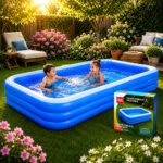 Piscina cu 3 Inele 200x140x50cm cu Podea Moalea, Engros
