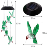 Lampa Solara Led Multicolor 67cm cu 6 Pasari Tip Clopotei, Engros - imagine 2