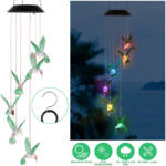 Lampa Solara Led Multicolor 67cm cu 6 Pasari Tip Clopotei, Engros - imagine 3